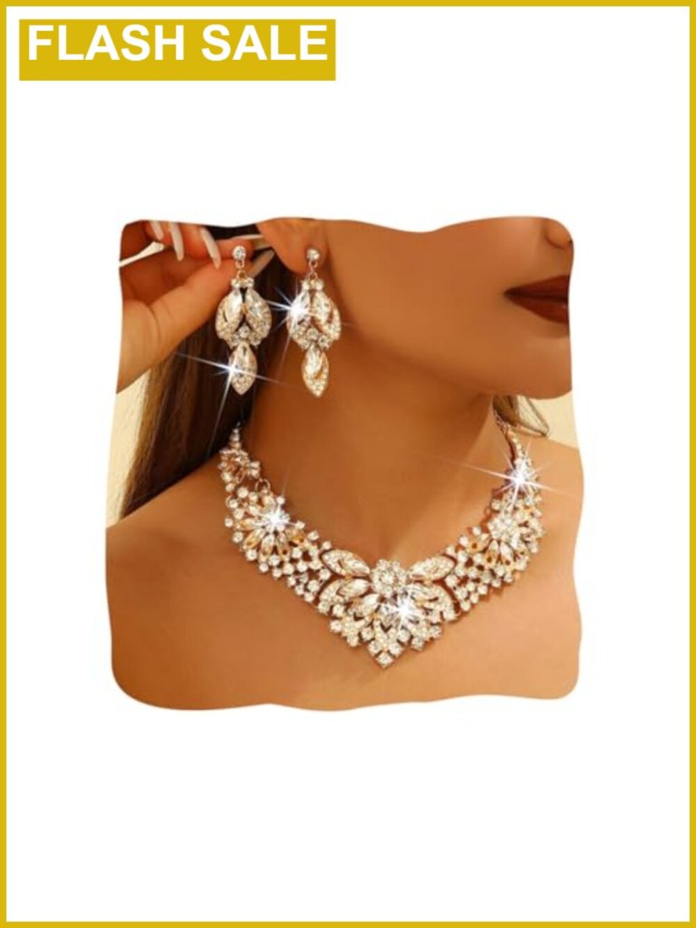 Rhinestone Alloy Wedding Jewelry Set Necklace Earrings